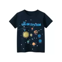 2025夏季新款韩版童装儿童短袖T恤 男宝宝衣服星空厂家
