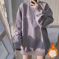 加绒加厚原宿风卫衣女韩版宽松休闲上衣港风打底衫女装潮
