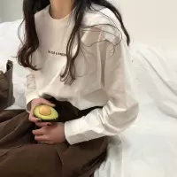 春秋季新款女装韩版长袖T恤女韩版宽松百搭字母印花薄款上衣女潮