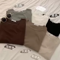 秋冬新款纯色打底衫女宽松休闲长袖T恤女韩国女装情侣装上衣