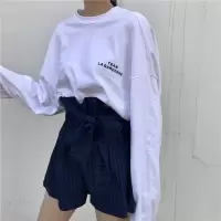 秋装韩版女士长袖T恤女中长款印花衣服宽松上衣女装