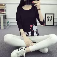 长袖T恤女装韩版学生T恤春秋新款外穿上衣服宽松印花打底衫潮
