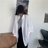 韩版宽松垂感白衬衫防晒春秋夏新款上衣中长款慵懒风百搭薄款衬衣