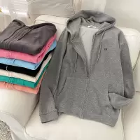 6535棉 米尼绒宽松百搭开衫连帽卫衣女学生秋冬薄款外套