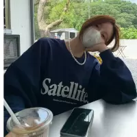 加绒宽松休闲卫衣女秋冬外套古着圆领长袖打底衫上衣韩国女装