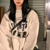 加绒宽松休闲卫衣女秋冬外套古着圆领长袖打底衫上衣韩国女装