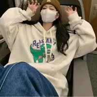 加绒连帽卫衣女秋冬宽松韩版新款女士学生上衣女装东南亚
