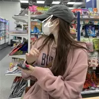 加绒连帽卫衣女秋冬宽松韩版新款女士学生上衣女装东南亚