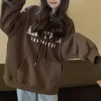 加绒连帽卫衣女秋冬宽松韩版新款女士学生上衣女装东南亚