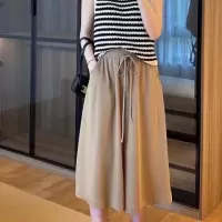 夏季新款大码休闲阔腿裤薄款胖mm高腰宽松显瘦垂感七分裤女潮