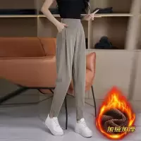 女秋冬新款高腰显瘦哈伦裤加绒加厚宽松百搭小脚萝卜休闲女装裤子