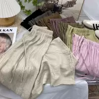 杏色阔腿裤女夏季新款薄款高腰垂感休闲日系慵懒风褶皱山本裤子潮