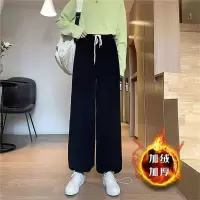 秋冬季新款阔腿裤女潮ins韩版加厚加绒宽松百搭束脚纯色运动裤子