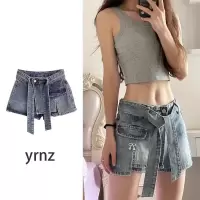 美式辣妹牛仔短裤女夏季新款设计感绑带阔腿显瘦百搭a字热裤子ins