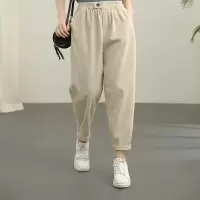 阔腿裤夏季新款垂感显瘦萝卜裤春秋季宽松大码扭扣休闲裤子女