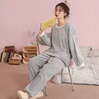 可外穿新款睡衣女士冬季加厚加绒珊瑚绒卡通套装冬天法兰绒家居服
