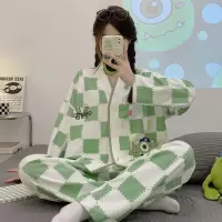 睡衣女士秋冬季棉质可爱卡通长袖套装加大码可外穿开衫和服家居服