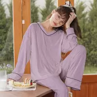 睡衣女秋冬季长袖棉质新款大码韩版可爱女式可外穿家居服V领套装