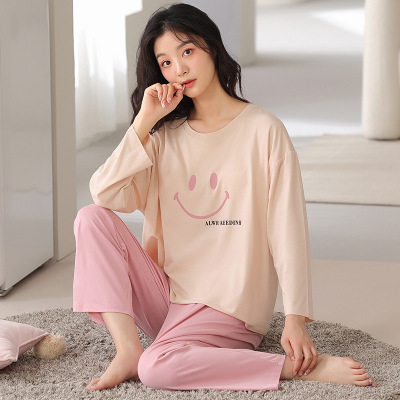 睡衣女秋冬款带胸垫仿凸点青少年长袖休闲加大码家居服可外穿套装