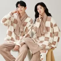 睡衣情侣秋冬季法兰绒加厚年新款甜美珊瑚绒可外穿家居服套装