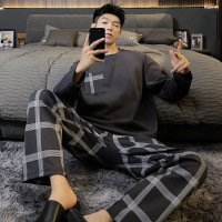 睡衣男士秋冬季棉质长袖韩版卡通学生青少年宽松家居服套装可外穿