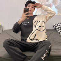 睡衣男士秋冬季棉质长袖韩版卡通学生青少年宽松家居服套装可外穿