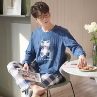 睡衣男秋冬款纯棉长袖运动休闲卡通可外穿网红男士家居服套装