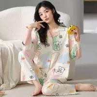秋冬季睡衣女卡通可爱学生开衫长袖纯棉可外穿休闲全棉家居服套装