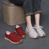 头层牛皮复古厚底休闲鞋女2025春节新款港风系带阿甘鞋平底女鞋