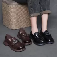 头层牛皮复古英伦风乐福鞋女2025春季新款百搭休闲小皮鞋单鞋女