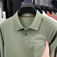 2025春季新款长袖男士T恤商务轻熟休闲纯色中年翻领POLO衫男