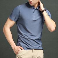 2025夏季锦氨无痕冰丝短袖polo衫男士弹力薄款翻领透气T恤男