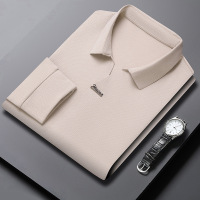 2025春季新款长袖polo衫男中年商务纯色休闲透气男士T恤