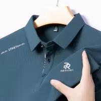 2025春季新款长袖T恤男翻领轻熟休闲印花透气舒适男士polo衫