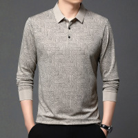 2025春季新款长袖男T恤轻熟休闲翻领提花热卖男士polo衫