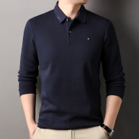 含棉男士polo衫2025春季新款320克双面珠地透气吸汗长袖T恤男