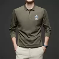 男装2025春季新款长袖T恤男翻领时尚休闲刺绣含棉男士polo衫