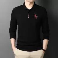 纯棉polo衫男2025春季新款刺绣全棉吸汗透气翻领男士长袖T恤