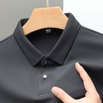 2025春季新款长袖男士polo衫无痕锦氨弹力商务休闲翻领长袖T恤男