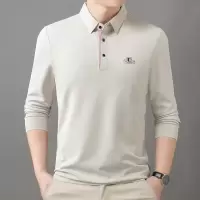 无痕男士polo衫2025春季新款中年商务休闲翻领长袖T恤男
