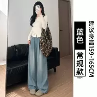 蓝色牛仔裤女春秋2025新款高腰显瘦慵懒松弛感小个子山本阔腿裤子