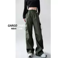 军绿色工装裤女2025新款春秋薄款冲锋登山裤休闲小个子阔腿运动裤