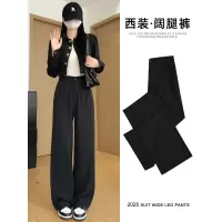 阔腿裤女2025新款春秋季薄款直筒西装裤高级感垂感小个子黑色裤子