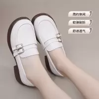 2025新款韩版复古皮带扣深口乐福鞋休闲百搭小皮鞋真皮懒人鞋单鞋