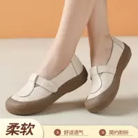 2025春季新款复古休闲百搭头层牛皮软底闰月单鞋厚底一脚蹬乐福鞋