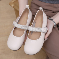 2025春秋新款真皮温柔舒适平底鞋圆头浅口配裙低跟大码休闲单鞋女