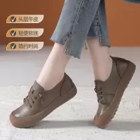 25春秋新款真皮女鞋软底舒适百搭厚底休闲鞋复古牛皮豆乐福鞋单鞋