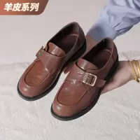 厚底乐福鞋女2025春秋新款复古单鞋时尚英伦真皮小皮鞋一脚蹬软底