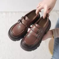 厚底增高乐福鞋女2025春季新款真皮复古百搭一脚蹬休闲软底单鞋子