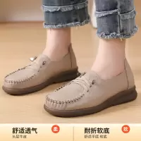 复古小皮鞋女2025春秋季真皮系带单鞋软底牛皮豆豆女鞋休闲厚底鞋